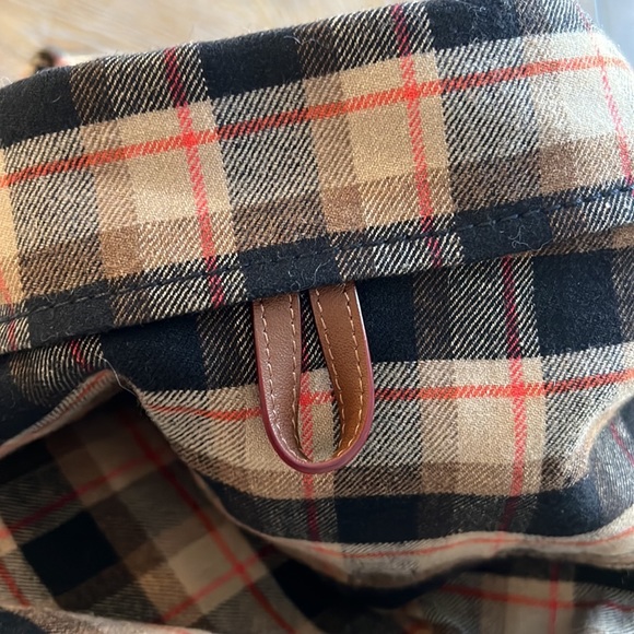 Coach men’s plaid black/tan/red heavy wool button down shirt, size Large - Picture 9 of 11